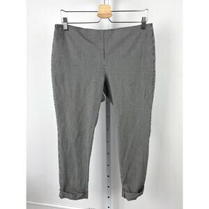 J. JILL 12 Premium Bi-Stretch Gingham Check Crop Pants Pull On Cuff Black White